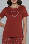 Zivame Knit Cotton Short Set - Burnt Brick — thumbnail 5